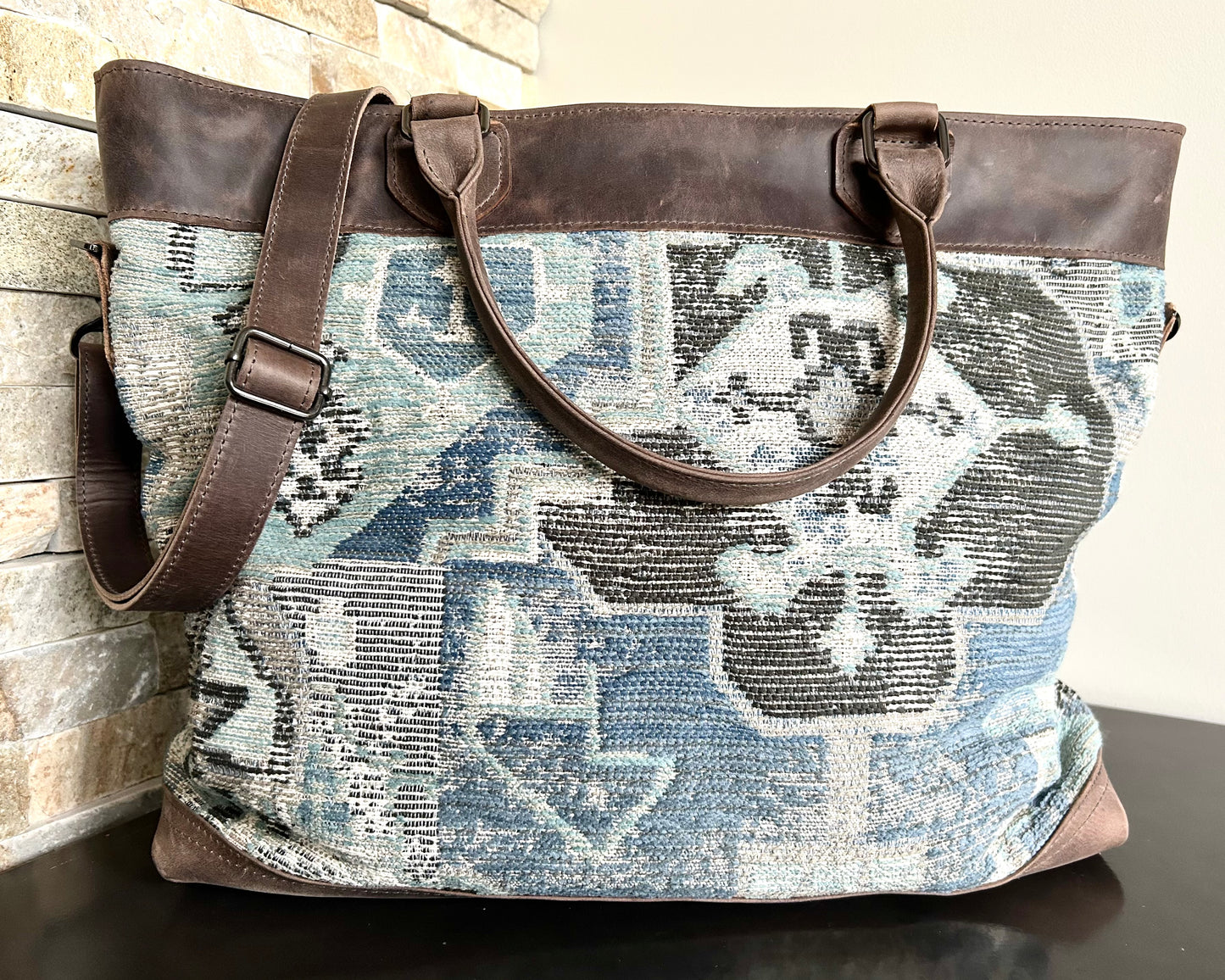 Slouchy Fabric Tote Cool Blue