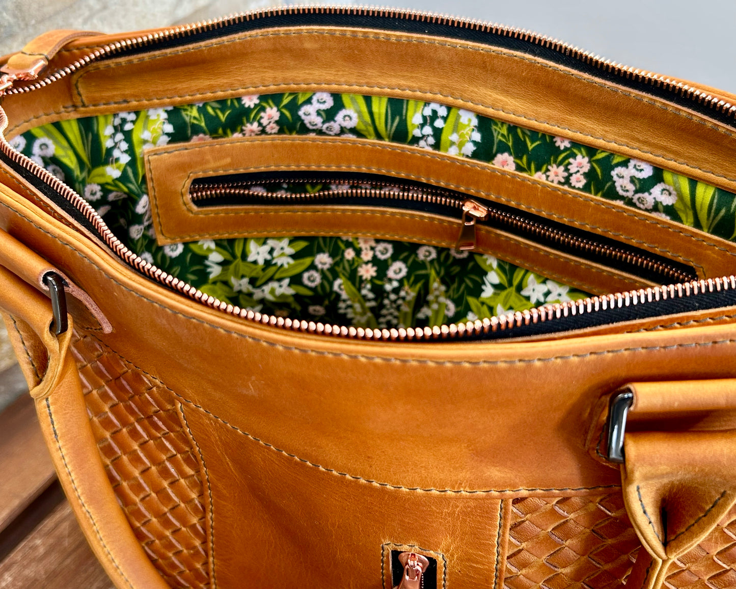 Woven Midsize Handbag Ochre