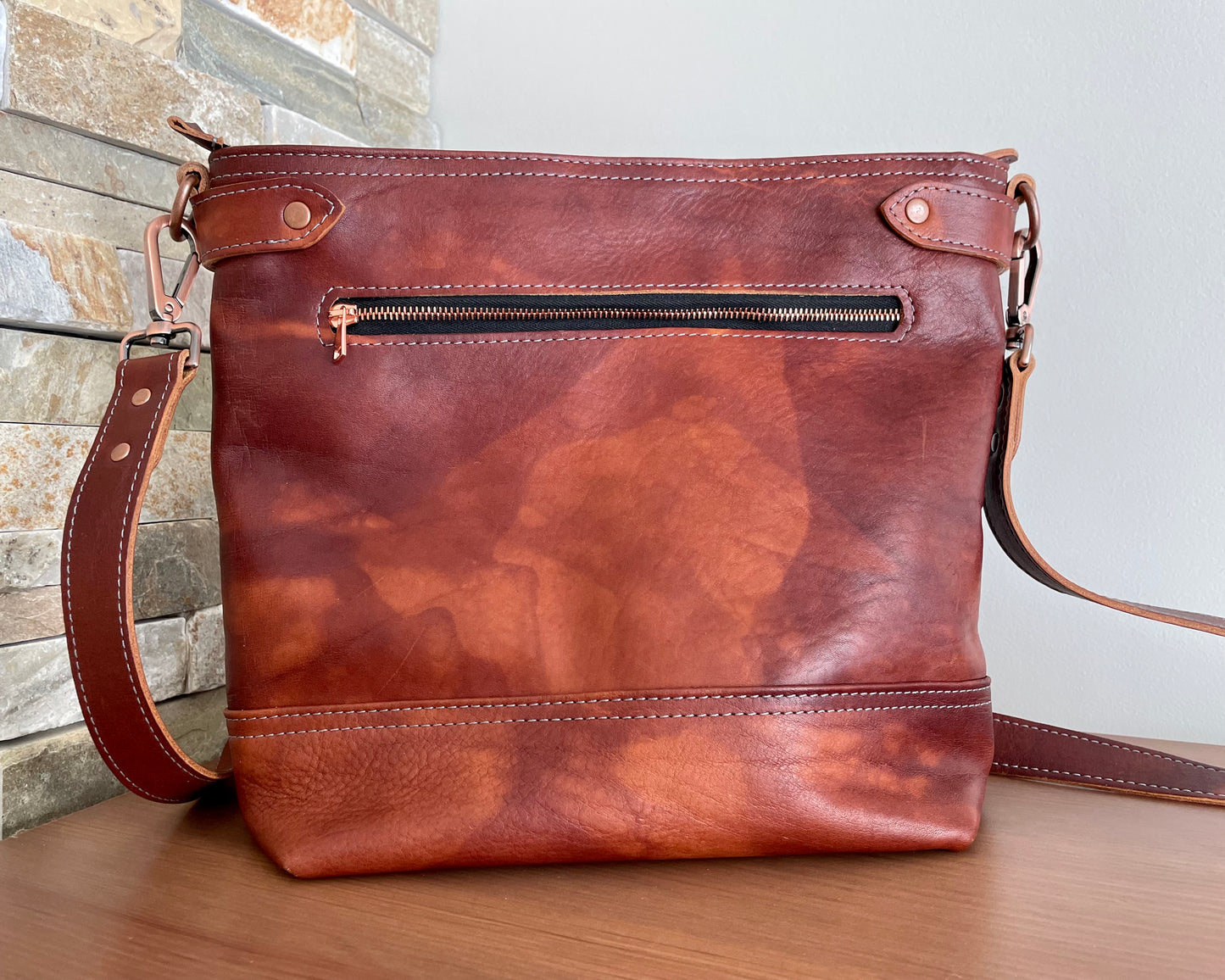 Woven handbag Scorched Bourbon