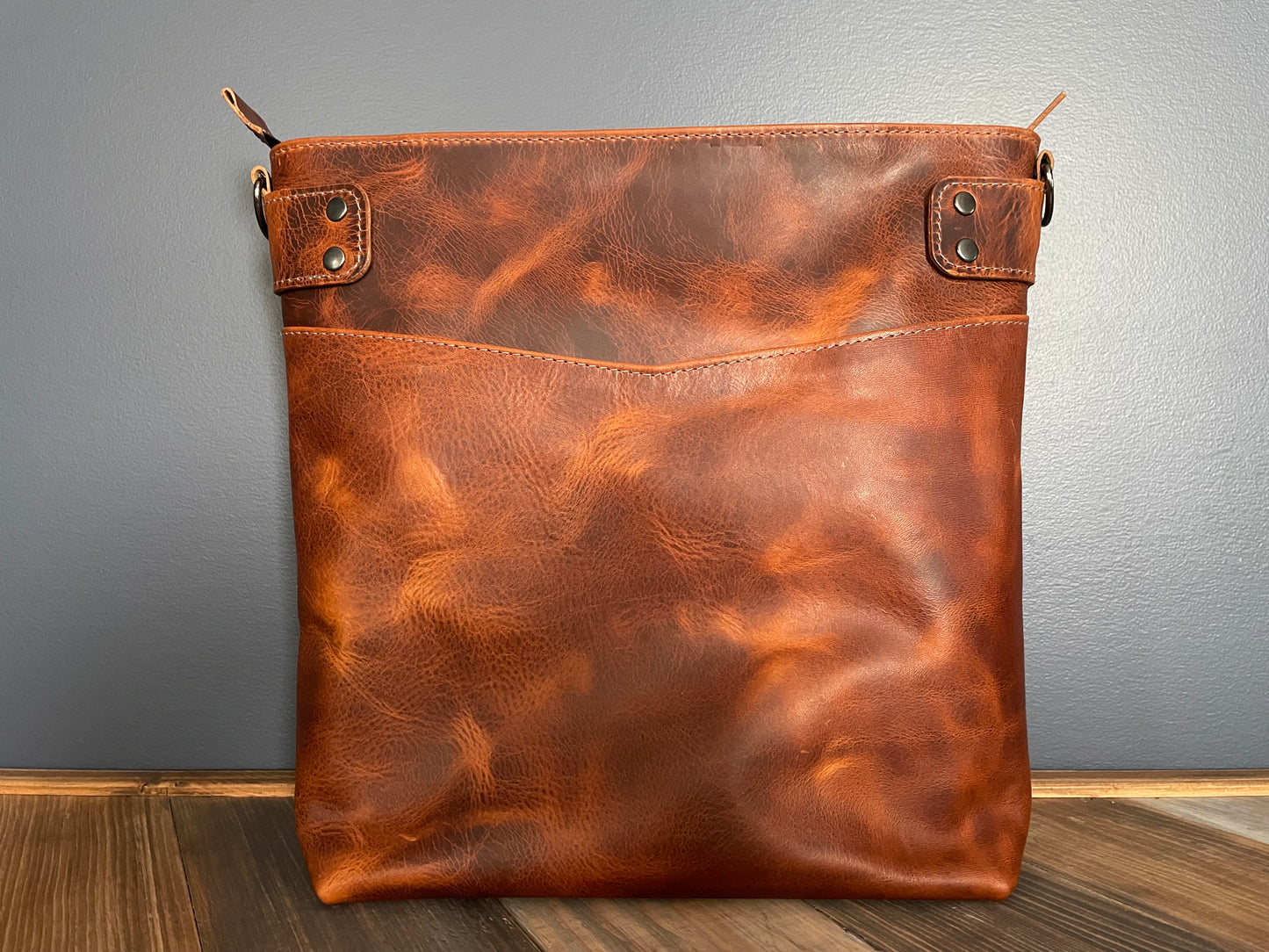 Cognac V line Shoulder Bag