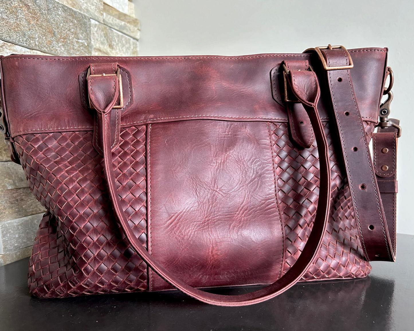 Woven large slouchy handbag Sienna