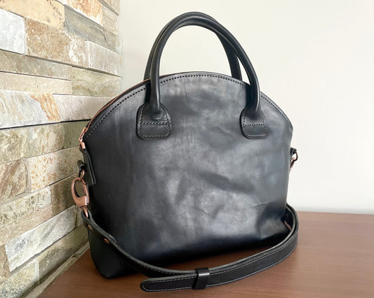 Rosellini Black Curved Handbag
