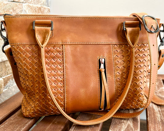 Woven Midsize Handbag Ochre