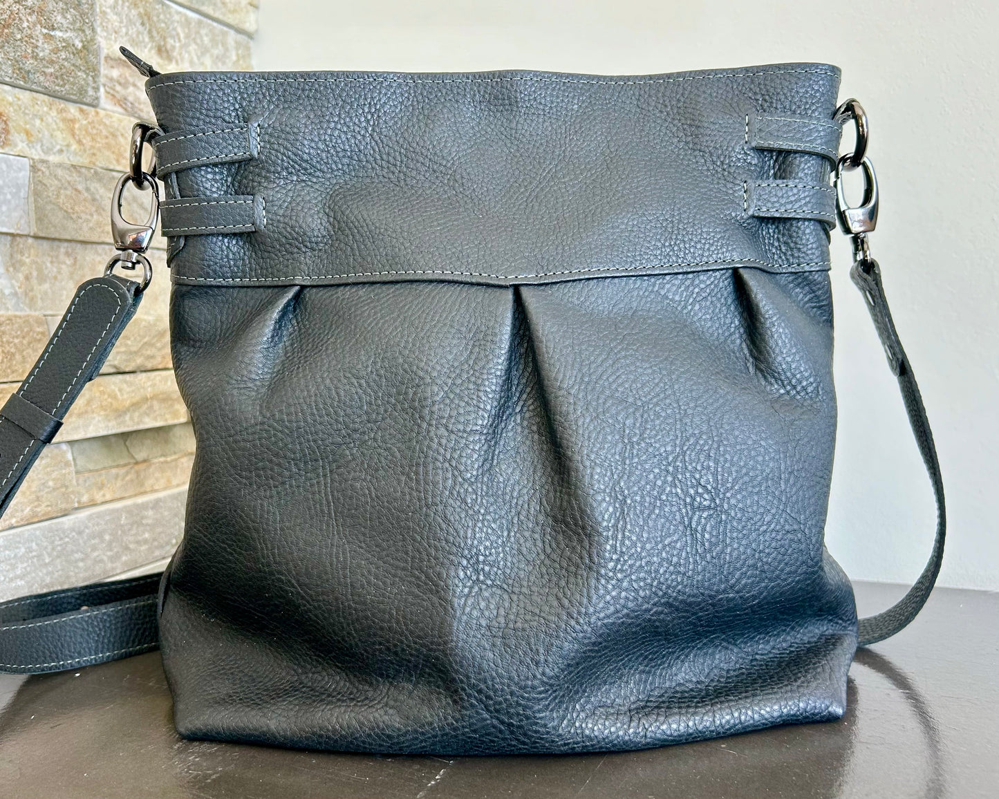 Pebbled Black Shoulder Bag