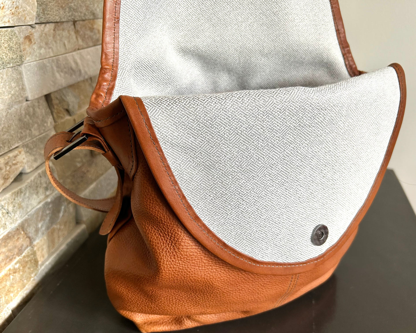 Slouchy Shoulder Bag  Pebbled Cognac