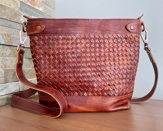 Woven handbag Scorched Bourbon